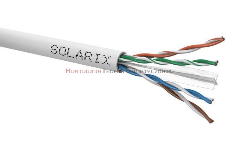 SOLARIX kabel U/UTP, drut, PVC, szary, kat.6