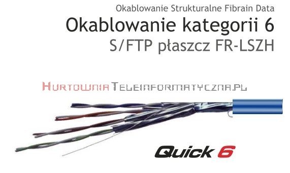FIBRAIN DATA Quick kat.6 S/FTP 450Mhz, drut, FR-LSZH niebieski