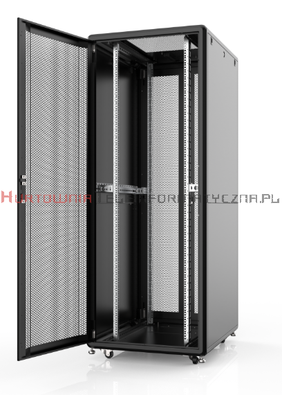 MIRSAN Szafa serwerowa RACK 19" stojąca GTS 42U 800/1000 drzwi przód perforowane 63%, tył perforowane dzielone, czarna