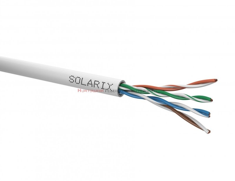 SOLARIX kabel U/UTP, drut, PVC Eca, szary, kat.5e - 100m