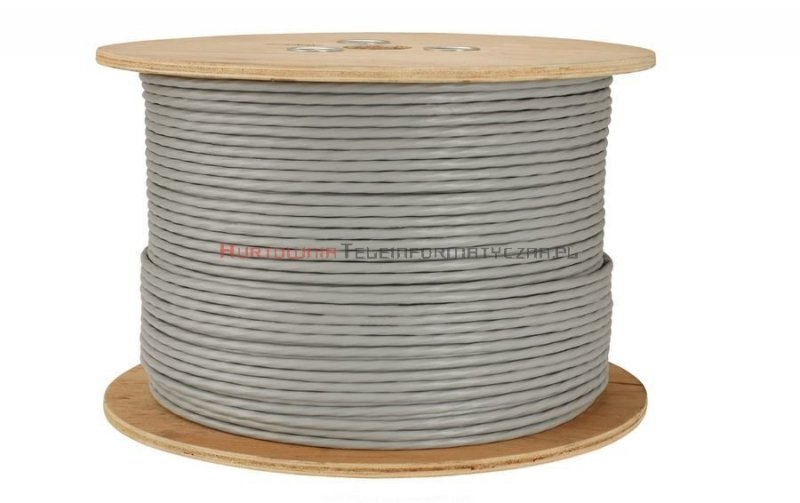 SOLARIX kabel F/UTP, drut, PVC, szary, kat.6 - 500m