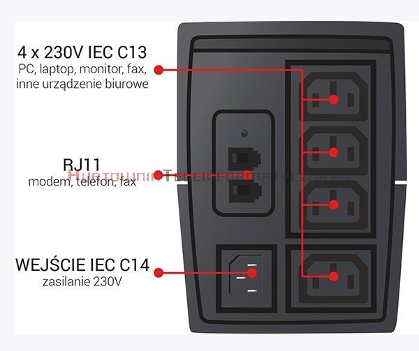 GT UPS PowerBox 850VA/480W 4xC13