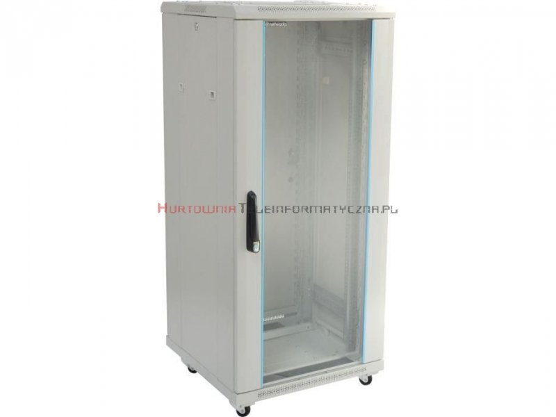TOTEN Szafa RACK 19&quot; stojąca G7 27U 600x800mm, drzwi blacha/szkło szara