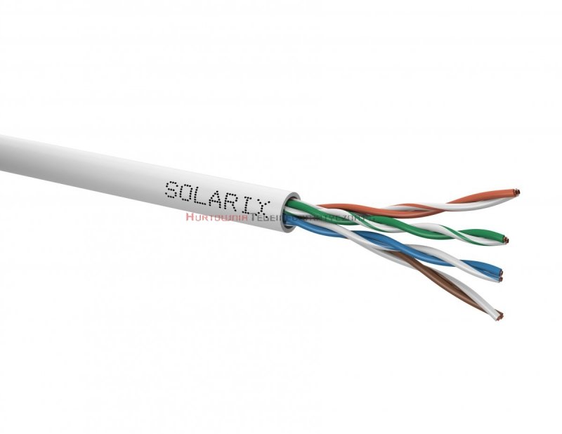 SOLARIX kabel U/UTP, drut, PVC Eca, szary, kat.5e - 500m