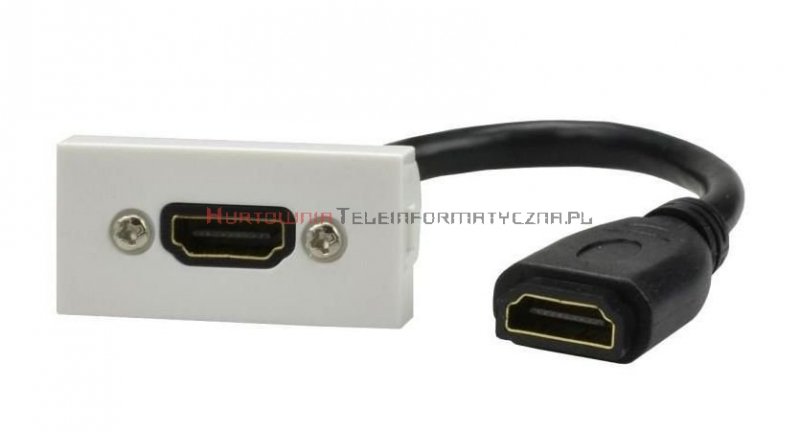 Moduł HDMI MOSAIC 22.5x45 biały, przelotowy, kabel 20cm