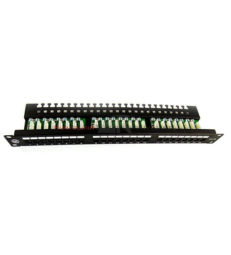 GT NETWORKS Patch Panel 19&quot; RJ-45 24 porty UTP 1U kat.5e z półką czarny