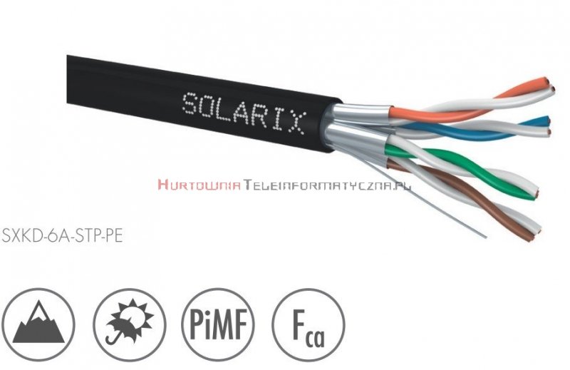 SOLARIX kabel U/FTP, drut, zewnętrzny suchy, czarny, kat.6A - 500m