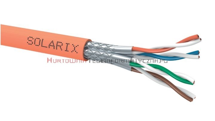 SOLARIX kabel S/FTP 1200MHz, drut, LSOH Cca, pomarańczowy, kat.7A - 500m