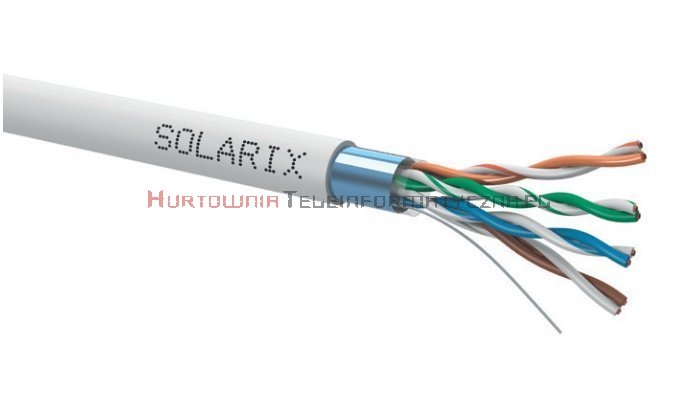 SOLARIX kabel F/UTP, drut, PVC Eca, szary, kat.5e