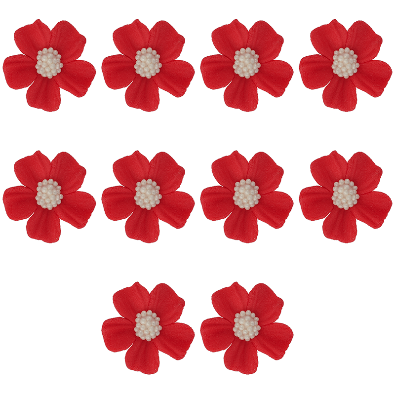 Kwiatki cukrowe na tort NIEZAPOMINAJKA (8x10szt) czerwone