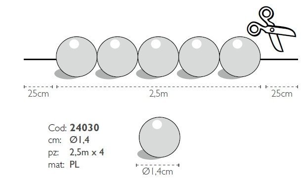 Modecor - sznur fioletowych pereł ozdobnych 2,5 m