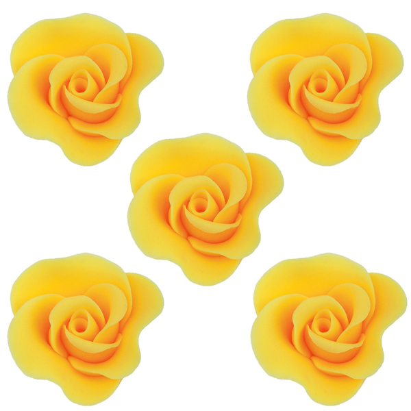 Cukrowe kwiaty na tort RÓŻA MINI MAX 20szt ŻÓŁTY