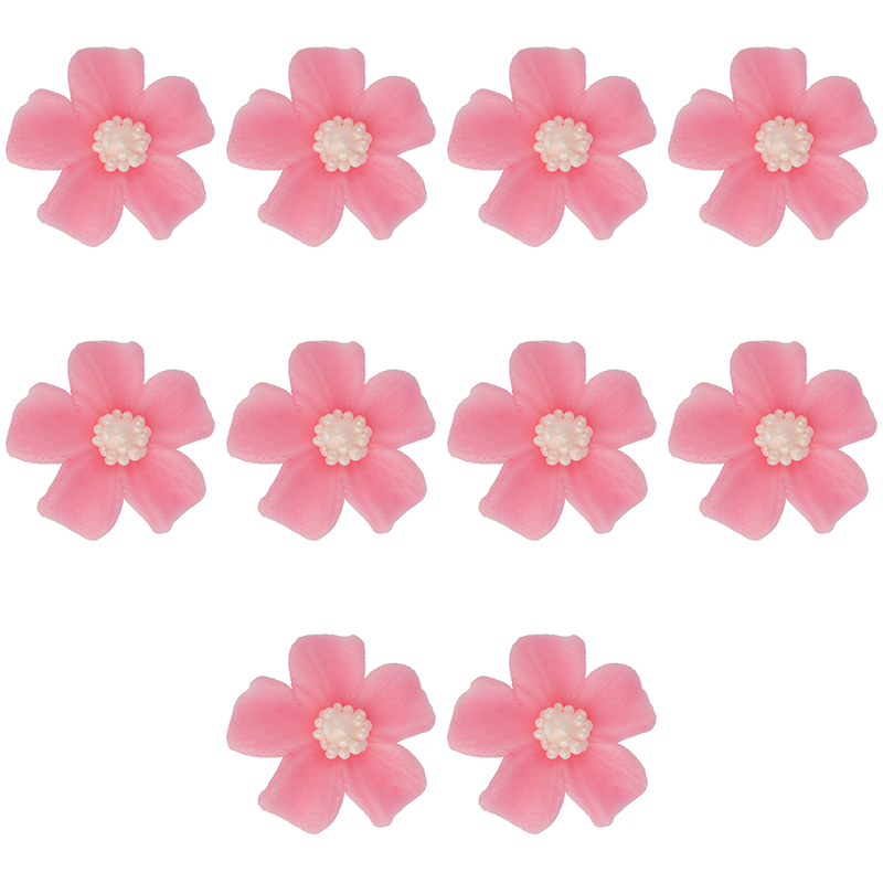 Kwiatki cukrowe na tort NIEZAPOMINAJKA (3x10szt) różowe