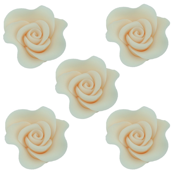 Cukrowe kwiaty na tort RÓŻA MINI MAX 20szt ECRU