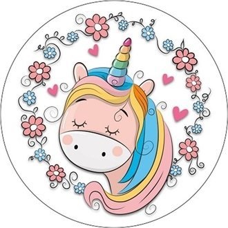 Opłatek waflowy okrągły na tort Jednorożec (Unicorn) 20cm