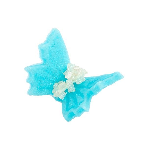 Motylki cukrowe na tort małe niebieskie 3D 100szt