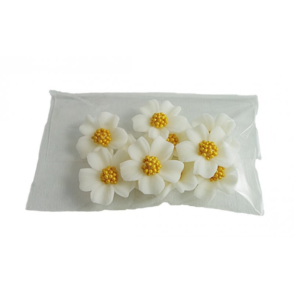 Kwiatki cukrowe na tort NIEZAPOMINAJKA (3x10szt) białe