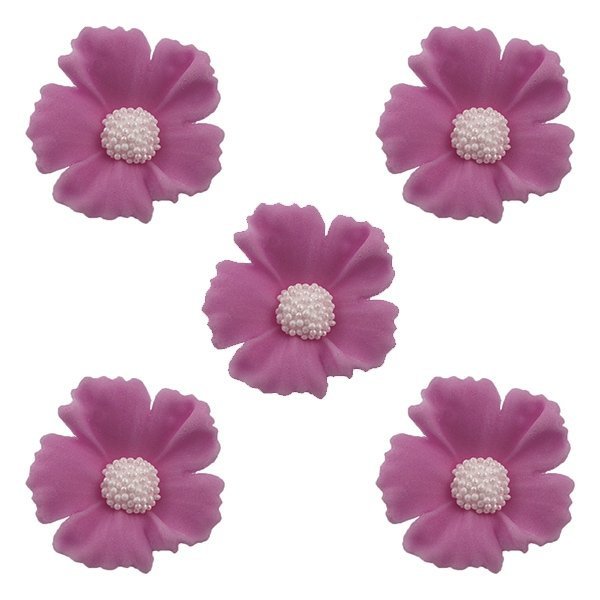 Duże kwiaty cukrowe na tort CHABER (6x5szt) wrzosowe