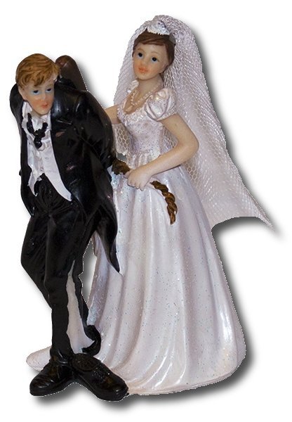 Dekoracja tortu ślubnego Figurka Pan Młody w tarapatach ver. A