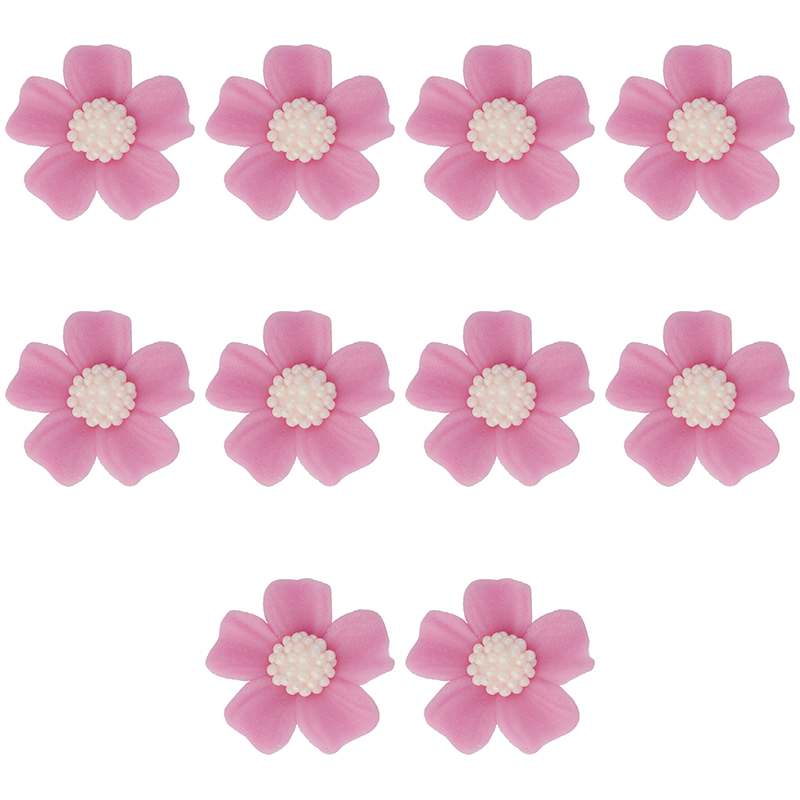 Kwiatki cukrowe na tort NIEZAPOMINAJKA (3x10szt) wrzosowe