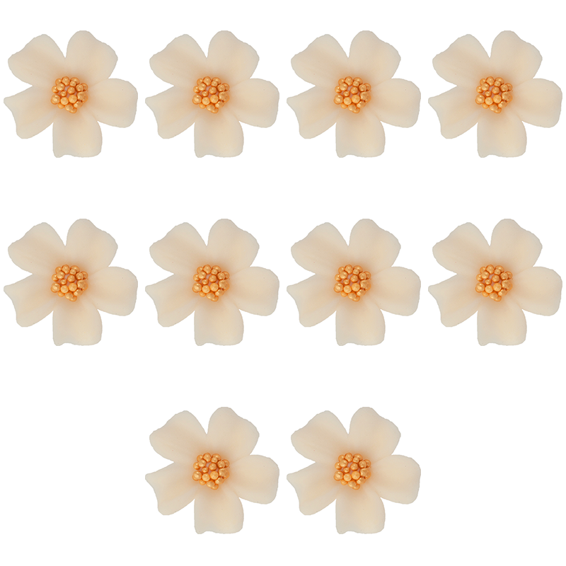 Kwiatki cukrowe na tort NIEZAPOMINAJKA (8x10szt) ecru