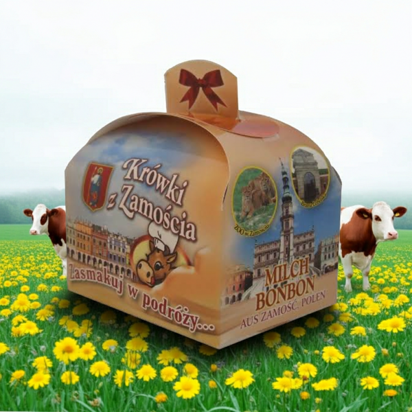 Krówka z Zamościa kuferek na łące