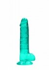 7 / 19 cm Realistic Dildo With Balls - Turquoise