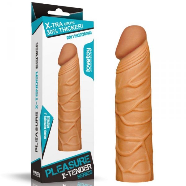 Add 1&quot;&quot; Pleasure X Tender Penis Sleeve Brown