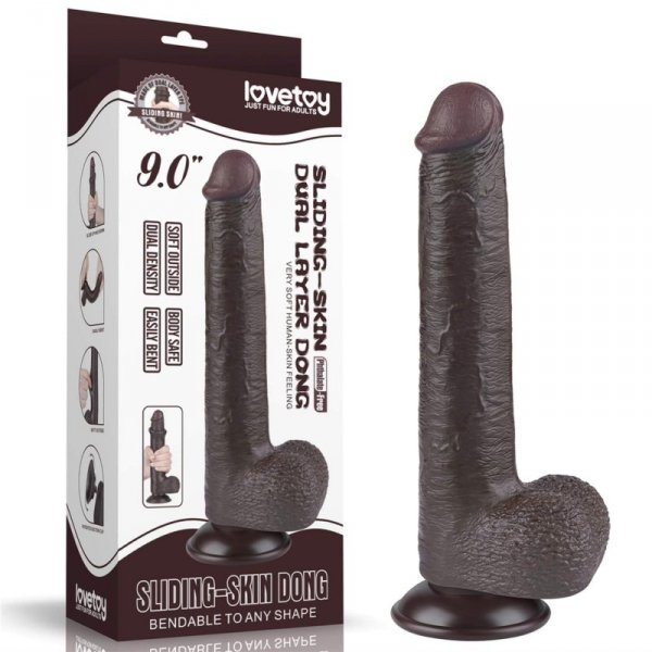 9&#039;&#039; Sliding Skin Dual Layer Dong Black