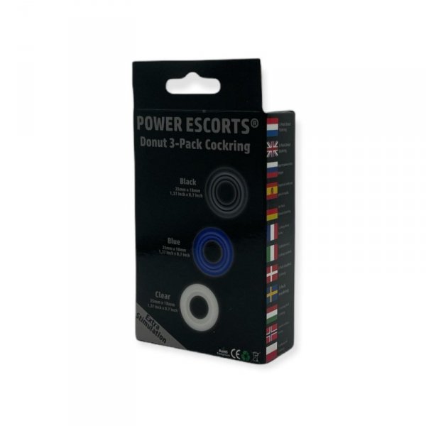 Ring-Donut Cockring 3 Pack-3 colors blue/clear/black