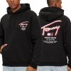 Bluza Tommy Jeans męska czarna kangurka z kapturem 