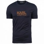 Karl Lagerfeld t-shirt koszulka granatowa duże logo bawełniana