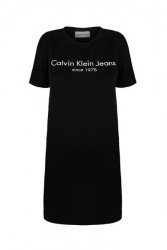 Sukienka  Calvin Klein Jeans czarna duże logo bawełniana