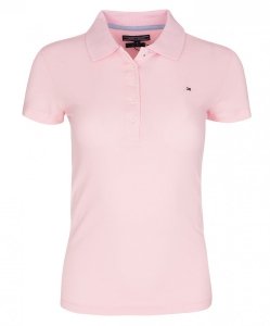 Polówka polo Tommy Hilfiger damska różowa Slim Fit małe logo bawełniana