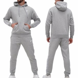 Nike komplet dresowy bawełniany męski spodnie bluza z kapturem szary