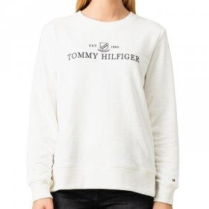 Bluza Tommy Hilfiger damska duże logo biała bawełniana