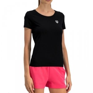 T-shirt Emporio Armani EA7 koszulka czarna damska srebrne logo
