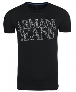 T-shirt Armani Jeans logo koszulka męska czarna bawełniana