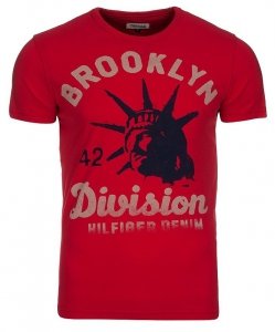T-shirt Tommy Hilfiger Denim koszulka męska bawełniana czerwona