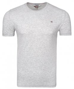 T-shirt Tommy Jeans koszulka męska z okrągłym dekoldem szara