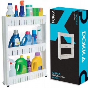 Szafka mobilna wąska na kółkach do kuchni oraz łazienki biała