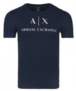T-shirt Armani Exchange duże logo koszulka męska granatowa bawełniana