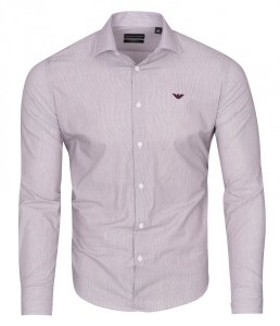 Emporio Armani koszula bordowa Modern Fit męska w paski