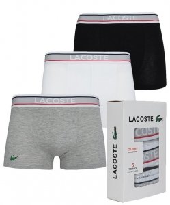 Bokserki Lacoste czarne białe szare majtki męskie 3 pary