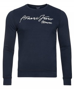 Armani Jeans bluza granatowa męska duże logo bawełniana