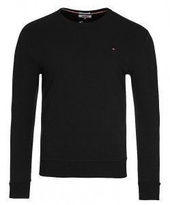 Bluza Tommy Jeans męska czarna wkładana przez głowę bawełniana