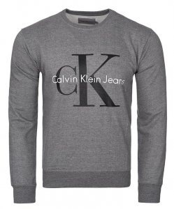 Bluza Calvin Klein męska szara duże logo bawełniana