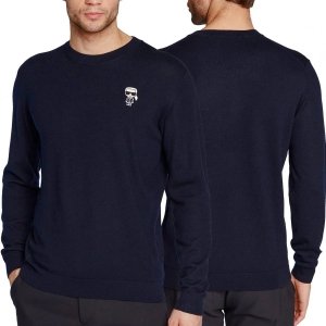 Sweter męski Karl Lagerfeld wełniany granatowy