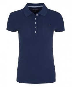Polówka polo Tommy Hilfiger damska granatowa Slim Fit małe logo bawełniana