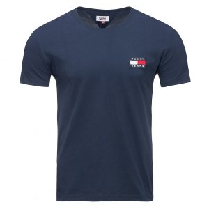 T-shirt Tommy Jeans koszulka męska z okrągłym dekoldem granatowa